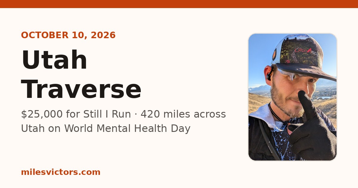 Miles Victors sets new record during 420-mile Utah Traverse for charity